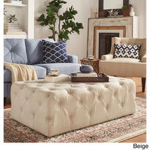 Online Designer Kitchen SIGNAL HILLS Knightsbridge Rectangular Tufted Cocktail Ottoman with Casters