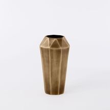 Online Designer Living Room Faceted Metal Vase, Brass, Medium