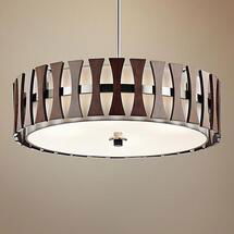 Online Designer Dining Room Kichler Cirus 24"W Auburn Wood Convertible Pendant Light 