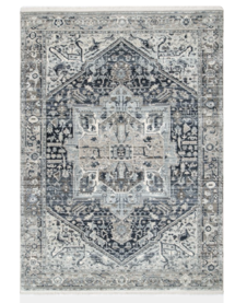 Online Designer Bedroom Dark Blue Fringed Medallion Area Rug