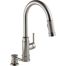 Online Designer Kitchen Delta Allentown Single-Handle Pull-Down Sprayer Kitchen Faucet with Soap in SpotShield Stainless