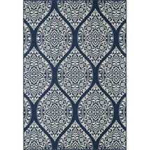 Online Designer Living Room Craine Damask Navy Blue Indoor/Outdoor Area Rug