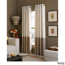 Online Designer Business/Office Kendall Color Block Grommet Curtain Panel  Ivory/tan