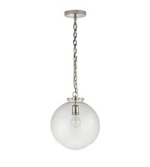 Online Designer Living Room Thomas O'Brien Casual Katie Globe Pendant In Polished Nickel With Clear Glass