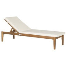 Online Designer Dining Room Safavieh Azusa Outdoor Teak Brown/ Beige Sunlounger