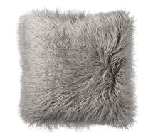 Online Designer Living Room MONGOLIAN FAUX FUR PILLOW COVER - FROST GRAY