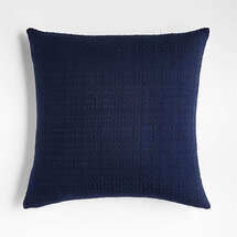 Online Designer Combined Living/Dining Bari 20"x20" Indigo Knitted Throw Pillow Cover with Feather-Down Insert