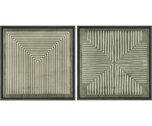 Online Designer Home/Small Office Geometric Abstract Line Minimalist - Framed Canvas Master Bedroom Wall Art Work 2 Pieces Print