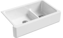 Online Designer Kitchen 36" Farmhouse Undermount Self-Trimming Double Basin Apron Front Cast Iron Kitchen Sink