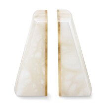 Online Designer Combined Living/Dining White Alabaster Slanted Bookends, Set of 2