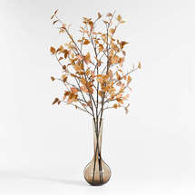 Online Designer Dining Room Golden Leaf Branch Arrangement in Dyon Grey Vase