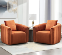 Online Designer Living Room Deriah 30" W Super Soft Oversize Velvet Swivel Barrel Chair (Set of 2)