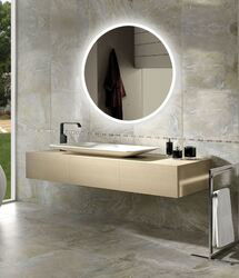 Online Designer Bathroom Miseno 36" W x 36" H Circular Frameless Wall Mounted Mirror with LED Lighting and IR Sensor