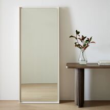 Online Designer Bedroom Floating White Lacquer Floor Mirror - 30"W x 72"H