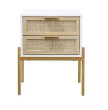 Online Designer Living Room Nathan James Andrew Rattan End Side Table Storage Doors Gold Accents