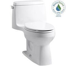 Online Designer Bathroom Santa Rosa Comfort Height 1-Piece 1.28 GPF Compact Single Flush Elongated Toilet