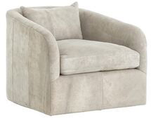 Online Designer Combined Living/Dining Perrin Modern Classic Grey Oyster Suede Upholstered Swivel Tub Chair