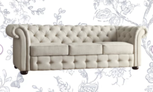 Online Designer Combined Living/Dining Austin 91.34'' Rolled Arm Chesterfield Sofa