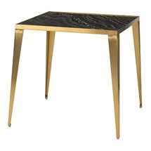 Online Designer Combined Living/Dining Brushed Gold and Inlaid Marble Side Table