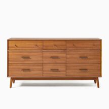 Online Designer Bedroom Mid-Century Storage 9 Drawer Dresser, Acorn