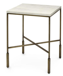 Online Designer Living Room Palecek Wilshire Modern Classic White Marble Top Gold Base Side Table