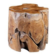 Online Designer Hallway/Entry Sliced Teak Live Edge Stool, Round