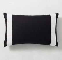 Online Designer Bedroom LINEN DOUBLE BAND APPLIQUÉ PILLOW COVER BY KELLY HOPPEN - LUMBAR