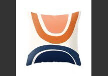 Online Designer Bedroom Abstract Shapes 7 in Burnt Orange and Navy Blue Throw Pillow