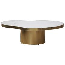 Online Designer Other Katie Hollywood Regency White Marble Brass Steel Base Coffee Table