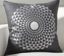 Online Designer Combined Living/Dining Mears Silver Medallion Pillow with Feather-Down Insert 20"