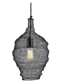 Online Designer Bedroom Wabi Sabi 12" Wide Black Mini Pendant w/ Black Iron Mesh Shade