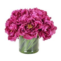 Online Designer Bedroom Magenta Peony Bouquet in Acrylic Water Glass Vase