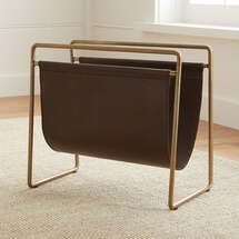 Online Designer Kitchen Galen Brass Leather Magazine Rack