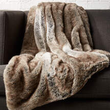 Online Designer Living Room LIGHT GREY FAUX FUR THROW BLANKET