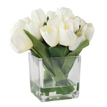 Online Designer Home/Small Office Tulip Floral Arrangement in Glass Vase