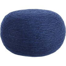 Online Designer Living Room Wool Wrap Navy Pouf