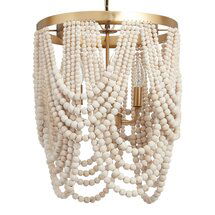 Online Designer Hallway/Entry Whitewash Wood Draped Bead 4 Light Chandelier