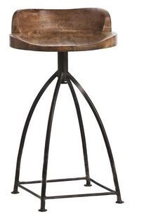 Online Designer Combined Living/Dining Arteriors Henson Industrial Loft Antique Wood Iron Swivel Counter Stool