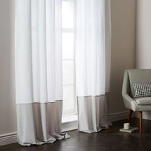 Online Designer Home/Small Office Belgian Flax Linen Velvet Colorblock Curtain