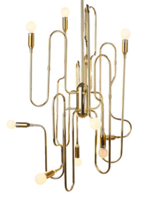 Online Designer Kitchen Stilnovo LS1143S Trombone 10 Light Chandelier in Gold