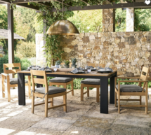 Online Designer Patio Malibu Metal & Teak Outdoor Dining Table