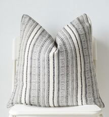 Online Designer Living Room White Cream Black Striped Pillow Cover