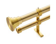 Online Designer Living Room Tiered Brass Finial and Double Curtain Rod Set 120"-170"