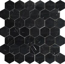 Online Designer Bathroom Nero Marquina 2" x 2" Marble Honeycomb Mosaic Wall & Floor Tile