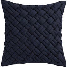 Online Designer Bedroom 20" jersey interknit navy pillow with down-alternative insert