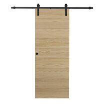 Online Designer Bathroom Flush Wood Unfinished Barn Door with Installation Hardware Kit