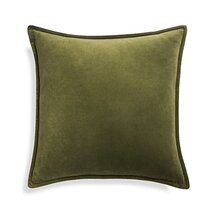 Online Designer Bedroom Brenner Green Velvet Pillow with Down-Alternative Insert 20"