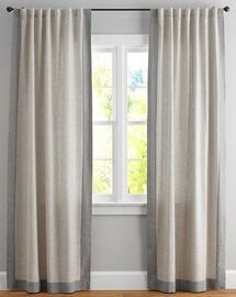 Online Designer Bedroom Emery Linen/Cotton Framed Border Rod Pocket Curtain - Gray/Charcoal
