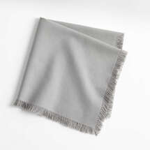 Online Designer Dining Room Craft Metal Grey Cotton Fringe Napkins, Set of 8