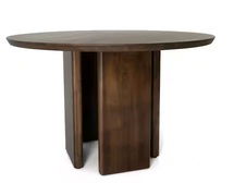 Online Designer Business/Office Kairi 47.2 in. Japandi Style Solid Wood 4-Leg Round Dining Table in Walnut Seats-6